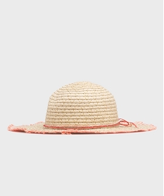 GEMO Chapeau capeline en paille brodée fille Beige