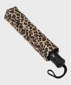 GEMO Parapluie pliant à motif léopard femme marron standard
