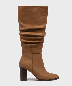GEMO Bottes en suédine avec tige drapée femme - Follow Me Orange