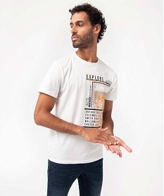 GEMO Tee-shirt homme à manches courtes avec motif outdoor blanc standard