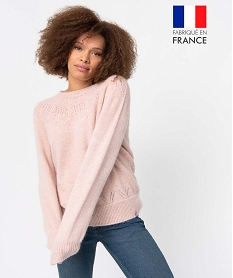 GEMO Pull femme en maille 3D innovante Rose