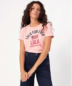 GEMO Tee-shirt femme avec inscription - LuluCastagnette rose standard