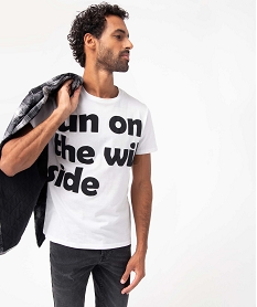 GEMO Tee-shirt homme à manches courtes avec inscriptions XXL blanc standard