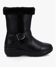 GEMO Boots fourrées femme confort unies à talon compensé noir standard