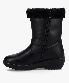 boots fourrees femme confort unies a talon compense noirN004101_3