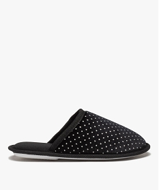 GEMO Chaussons femme mules plates en velours à pois brillants noir standard