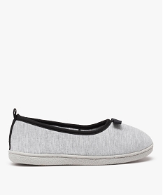 GEMO Chaussons femme ballerines en jersey à bord contrastant gris standard