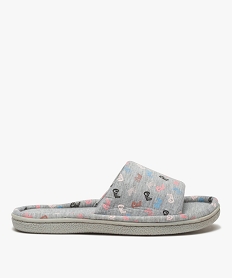 GEMO Chaussons femme mules plates en jersey imprimé gris standard