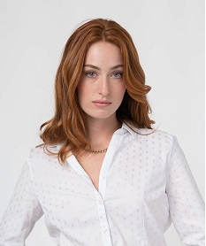 chemise femme a motifs pailletes avec manches retroussables blancN103401_2
