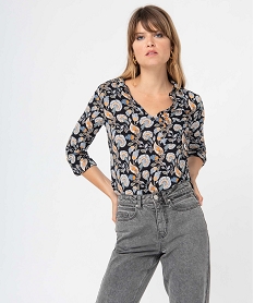 blouse femme fluide a motifs et col v a boutons imprimeN103501_1