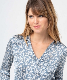 blouse femme satinee a motifs et col v a boutons imprime blousesN103601_2
