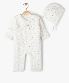 GEMO Ensemble bébé 2 pièces : combinaison et bonnet imprimés - LuluCastagnette Beige