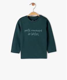 GEMO Tee-shirt bébé garçon à manches longues avec message kaki chine