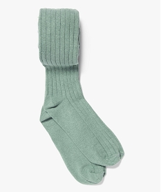 GEMO Collant fille uni en maille côtelée vert standard