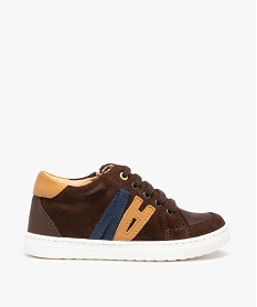 GEMO Baskets garçon à lacets et zip dessus cuir uni – NA! marron standard