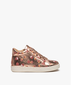 GEMO Baskets fille mid-cut dessus cuir métallisées imprimé – NA! rose standard