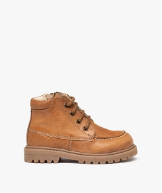 GEMO Boots garçon à lacets et zip dessus cuir uni – NA! marron standard