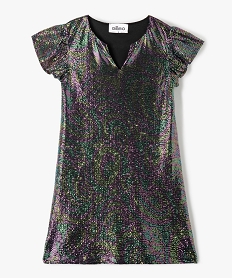 robe fille a manches courtes avec paillettes multicolores multicoloreN776501_1