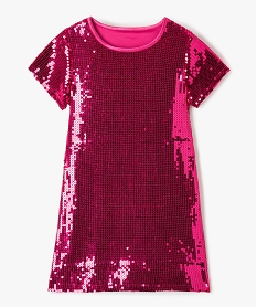 GEMO Robe fille à manches courtes avec sequins brodés Rose