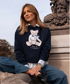 GEMO Sweat femme à capuche avec motif - LuluCastagnette noir chine