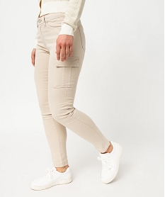 GEMO Pantalon coupe cargo femme en toile extensible Beige