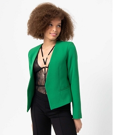 GEMO Veste femme coupe courte forme croisée Vert