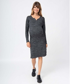 GEMO Robe de grossesse en maille souple et extensible gris standard