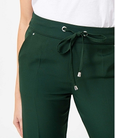 pantalon femme en maille souple a plis vert pantalonsO022001_2
