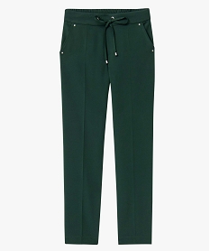 pantalon femme en maille souple a plis vert pantalonsO022001_4