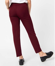 pantalon femme en maille souple a plis violet pantalonsO022101_3