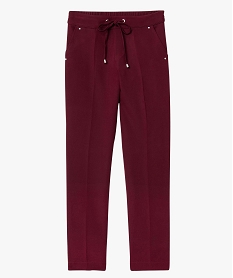 pantalon femme en maille souple a plis rouge pantalonsO022101_4