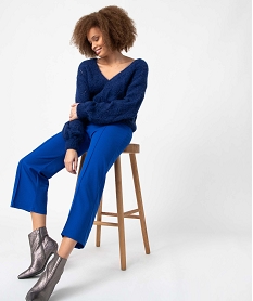 GEMO Pantalon femme en toile coupe large argente