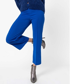 pantalon femme en toile coupe large bleuO022201_2