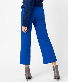 pantalon femme en toile coupe large bleuO022201_3