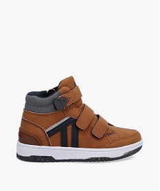 GEMO Baskets garçon mid-cut à scratchs et zip – Alma Planète marron standard