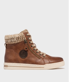 GEMO Baskets montantes avec col en lainage femme - Valentina Baldano marron standard
