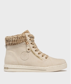 GEMO Baskets montantes avec col en lainage femme - Valentina Baldano Beige