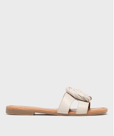 GEMO Mules plates à fleur en relief femme Beige
