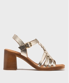 GEMO Sandales à brides avec large talon femme - Follow Me dore