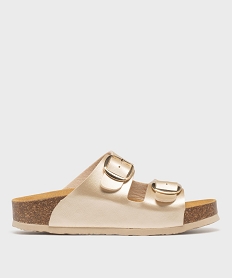GEMO Mules à semelle épaisse et double bride à boucles femme dore