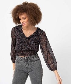 GEMO Blouse femme en voile à motifs fleuris Imprimé