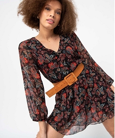 robe femme a motif cachemire et rayures pailletees imprimeO268401_1