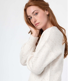 pull femme coupe courte avec touches pailletees beige pullsO268801_1