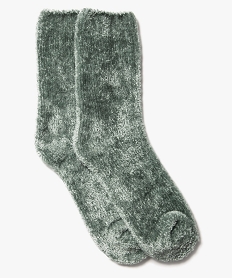 GEMO Chaussettes en maille chenille douce et épaisse femme vert vif