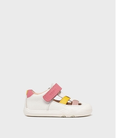GEMO Chaussures de marche ouvertes en cuir bébé fille - Geox Blanc
