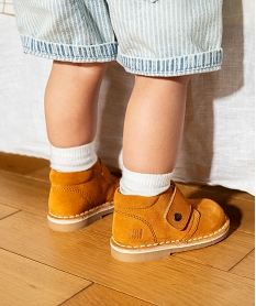 GEMO Chaussures de marche en cuir à scratch bébé garçon - Na! Brun