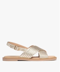 GEMO Sandales plates avec larges brides aspect tressé femme dore