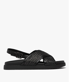 GEMO Sandales à épaisse semelle et brides croisées tressées femme noir standard
