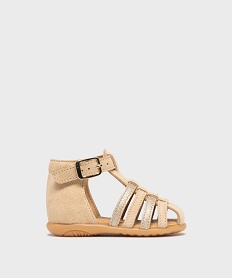 GEMO Chaussures premiers pas en cuir à brides bébé fille - Na ! beige chine
