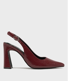 GEMO Escarpins sling-back à bout pointu et talon haut femme - Follow Me Rouge